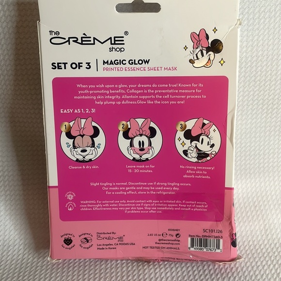 🆕💜Minnie Mouse Set of 3 sheet masks - Picture 5 of 5